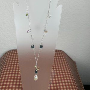 NWOT 17" Real Gems Pearl & Real Silver (not plated) Tassel Necklace